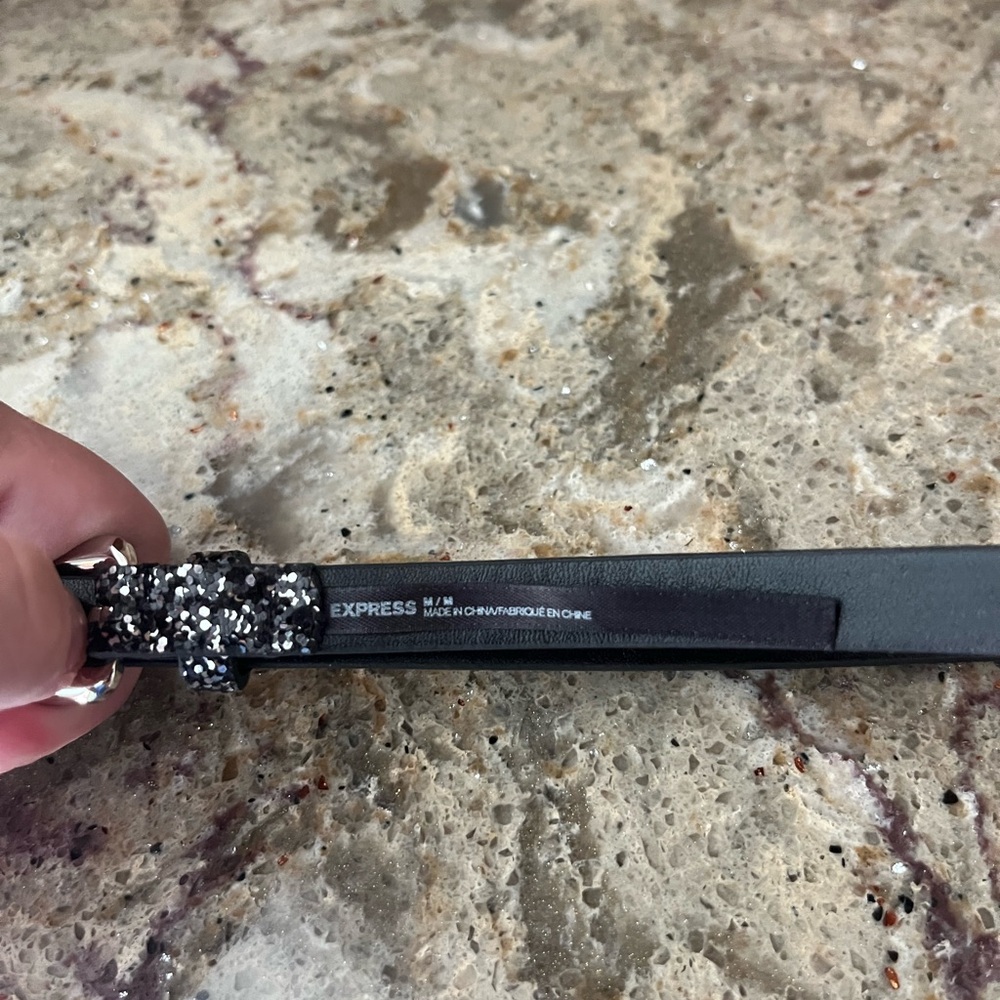 Express Black and Silver Glitter Belt - Picture 2 of 2